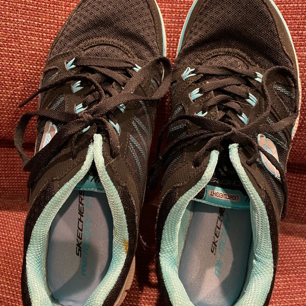 Skechers Women's Black and Aqua Sneakers